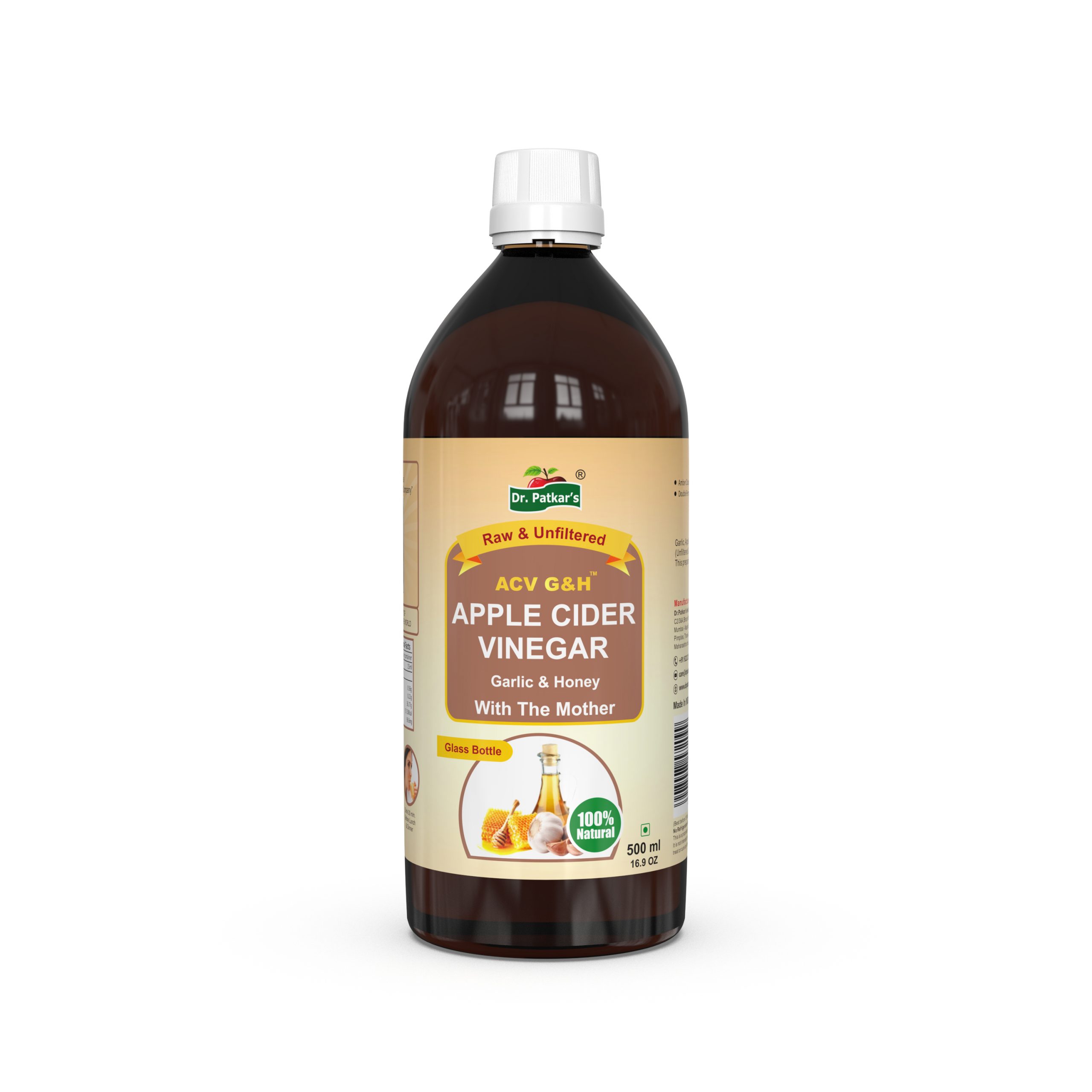 Dr.Patkars ACV G and H Apple Cider Vinegar Garlic and Honey With The Mother (Natural Anti-Biotic) 500 ML