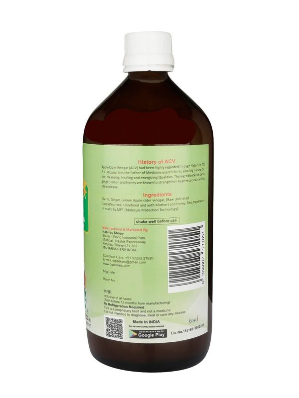 Dr.Patkar's Apple Cider Vinegar Garlic, Ginger, Lemon & Honey 500ml (Heart Remedy)