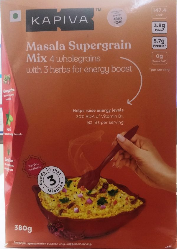 Kapiva Masala Supergrain 1 ( Fibrous Oats, Green Gram, Rich Amaranth, Nutritious Ragi, Ashwagandha, Noni, Spirulina. )