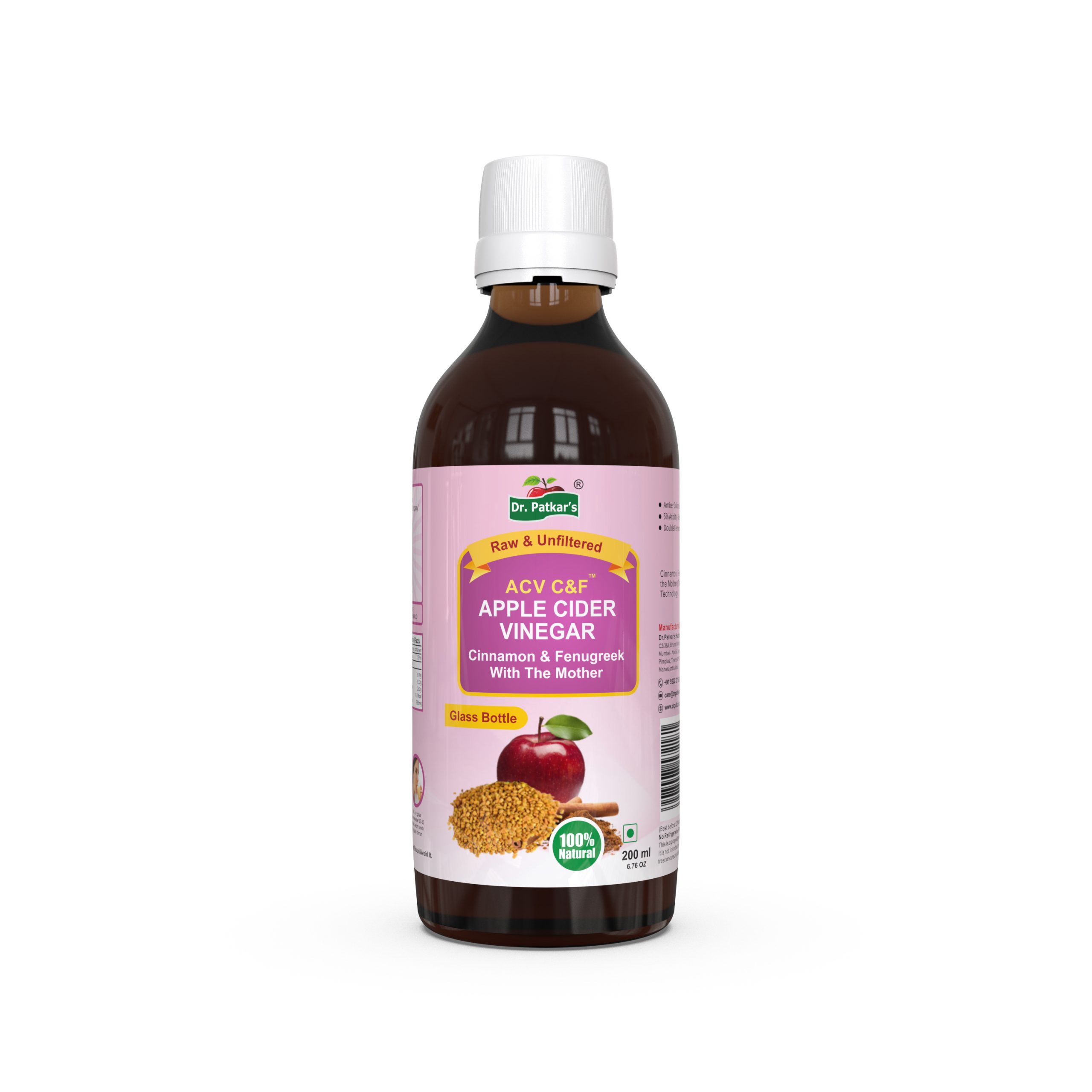 DR.PATKARS APPLE CIDER VINEGAR WITH CINNAMON AND FENUGREEK WITH THE MOTHER 200 ML