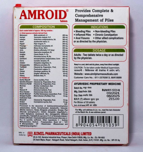 AIMIL AMROID 30TAB COMPOSITION,INDICATIONS,DOSAGE,MRP,ABOUT