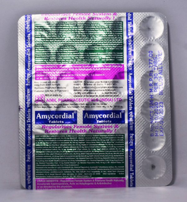 AIMIL AMYCORDIAL 30TAB MRP,USAGE BENEFITS,DOSAGE,ABOUT
