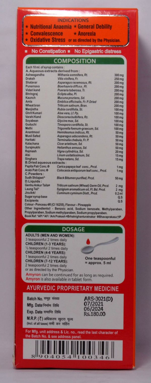 AIMIL AMYRON SYRUP COMPOSITION,INDICATION,DOSAGE,MRP