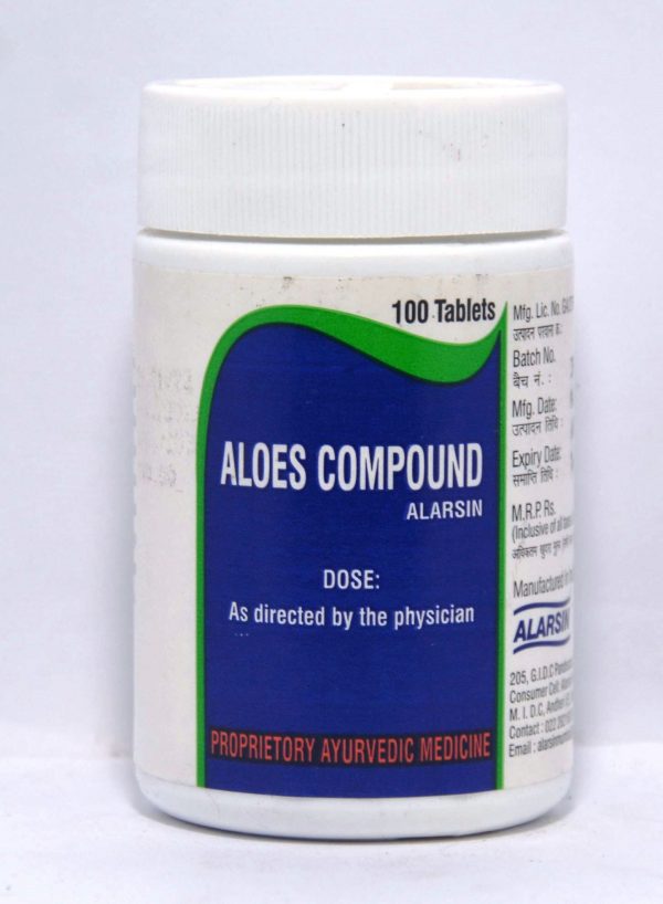 ALARSIN ALOES COMPOUND 100 TABLETS FRONT,DOSE