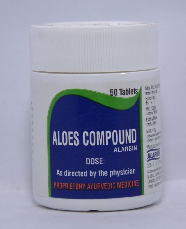 ALARSIN ALOES COMPOUND 50 TABLETS FRONT,DOSE